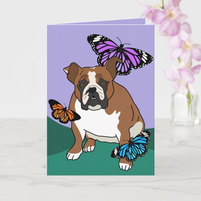 Customizable English Bulldog Card (Orchid)