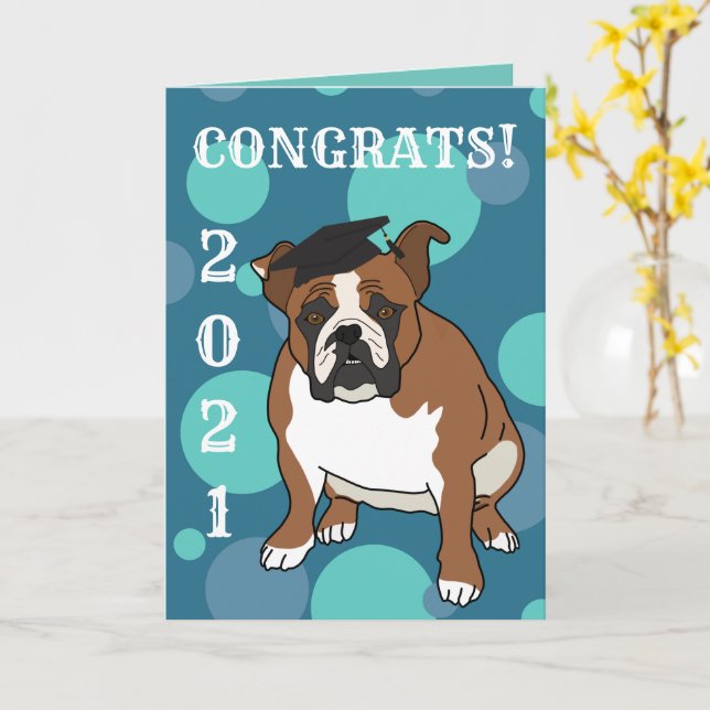 Customizable English Bulldog Card (Yellow Flower)