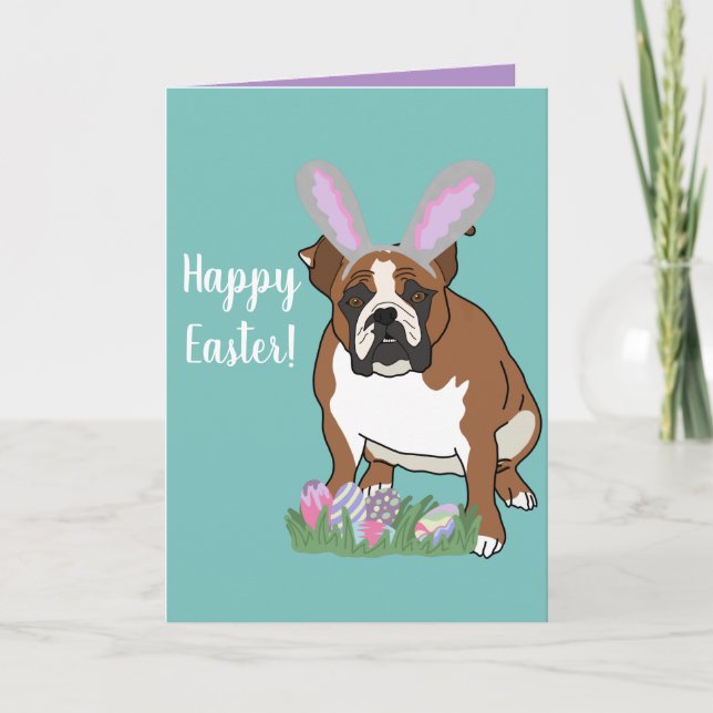 Customizable English Bulldog Easter Card (Front)