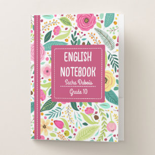 Customizable English Cover Pink Pocket Folder