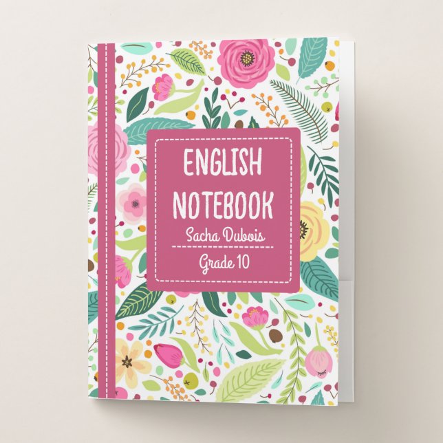 Customizable English Cover Pink Pocket Folder (Front)