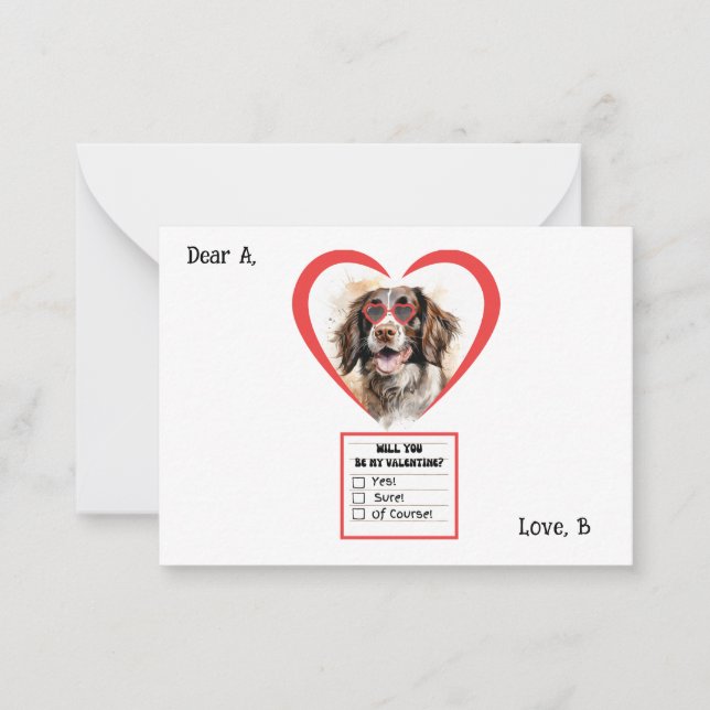 Customizable English Springer Spaniel Valentine  Note Card (Front)