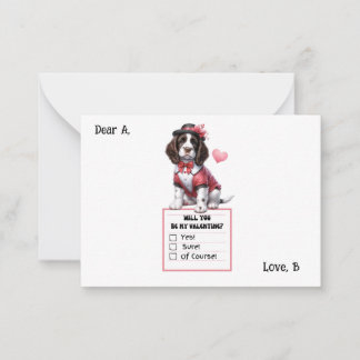Customizable English Springer Spaniel Valentine Note Card