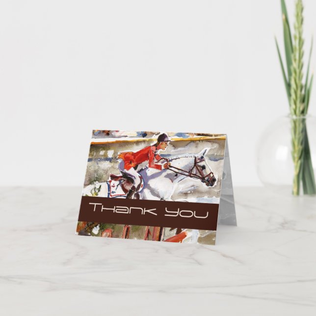 Customizable Equestrian THANK YOU Card by Ginette (Front)