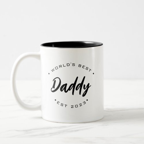 Customizable established year Worlds Best Daddy  Two_Tone Coffee Mug