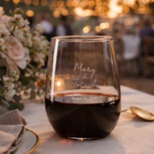 Customizable Etched Wedding Wine Glass Favor