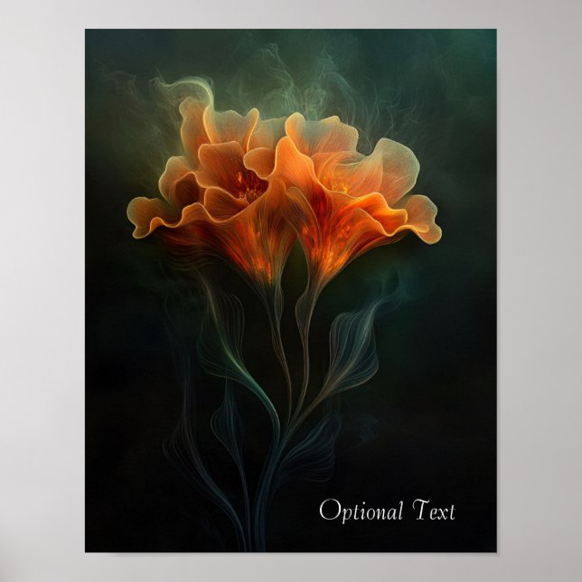 Customizable Ethereal Orange Flower Poster (Front)