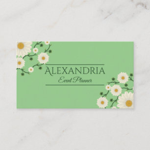 Customizable Event Planner Floral Daisy Business Card