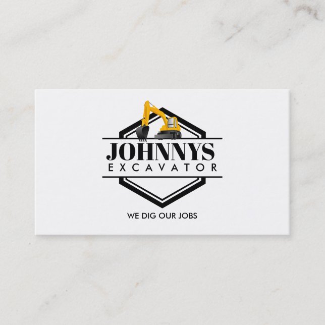 Customizable Excavator Business Cards (Front)