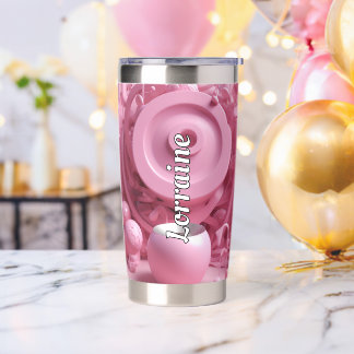 Customizable Eye-Catching 3D Pink Swirl Insulated Tumbler
