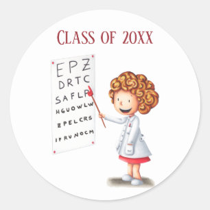Customizable eye doctor graduation stickers
