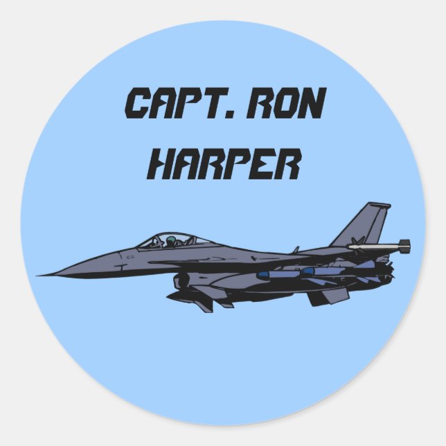 Customizable F16 Fighter Design Classic Round Sticker (Front)