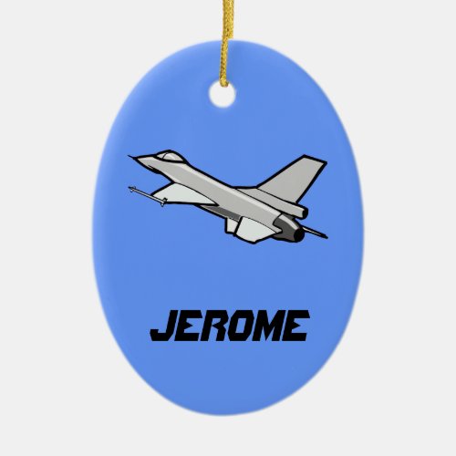 Customizable F16 Fighting Falcon Design Ceramic Ornament