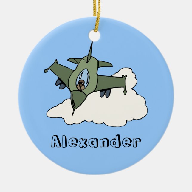 Customizable F16 Fighting Falcon Design Ceramic Ornament (Front)