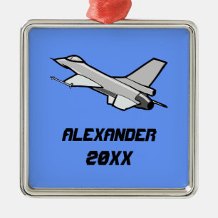 Customizable F16 Fighting Falcon Design Metal Ornament