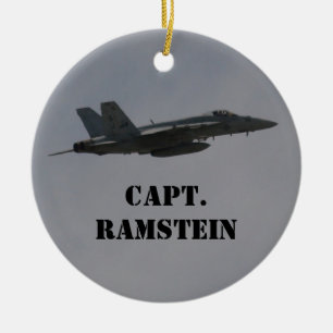 Customizable F18 Hornet Fighter Jet In Flight Ceramic Ornament