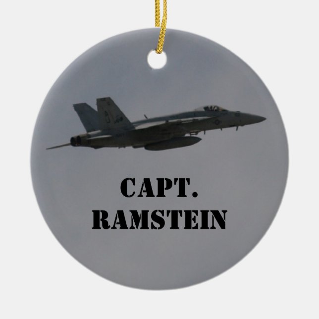 Customizable F18 Hornet Fighter Jet In Flight Ceramic Ornament (Front)