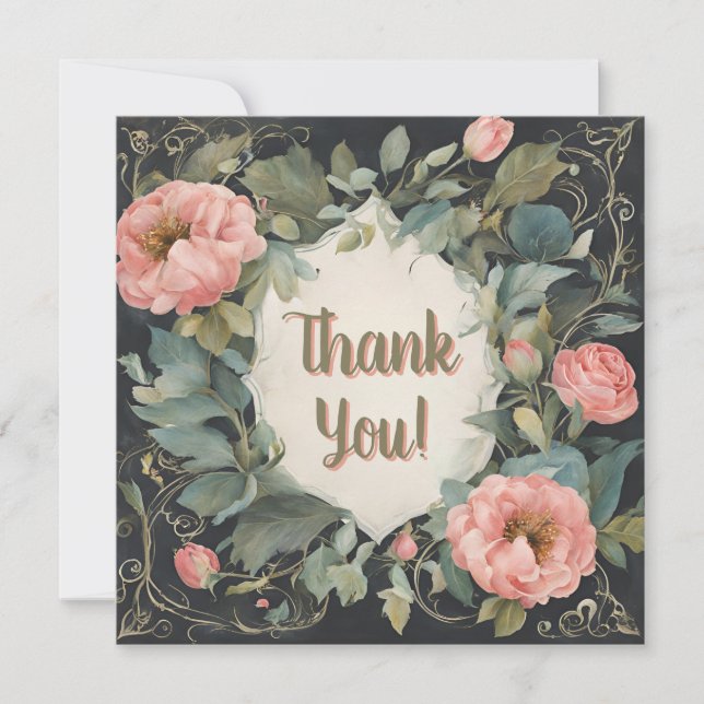 Customizable Fabulous Floral Thank You Discount Holiday Card (Front)