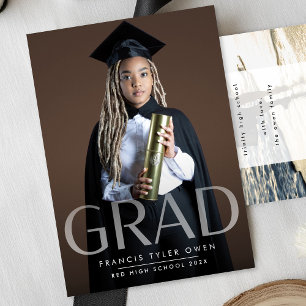 Customizable Faded BOLD GRAD Photo Class of Announcement