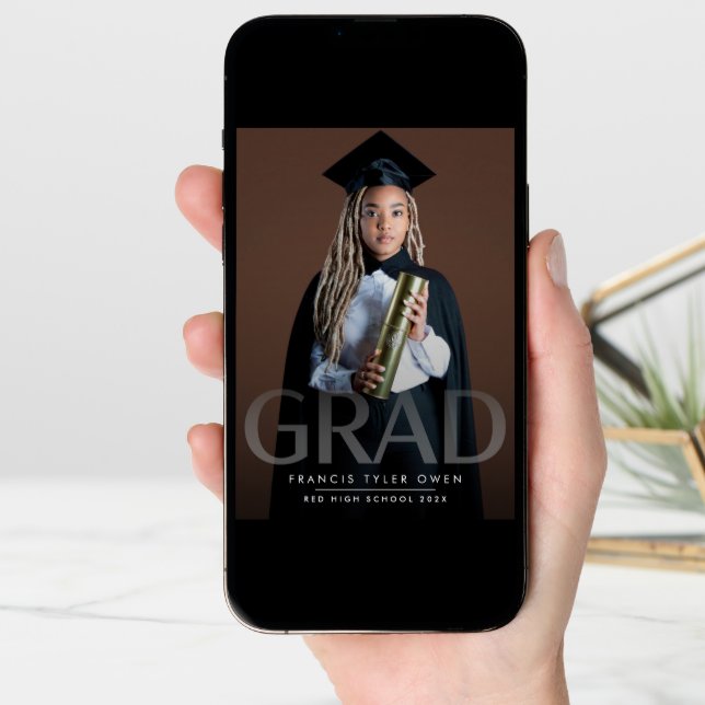 Customizable Faded BOLD GRAD Photo Class of Announcement (Front Digital)