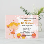 Customizable Fairy Princess Cupcake Birthday Party Invitation (Standing Front)