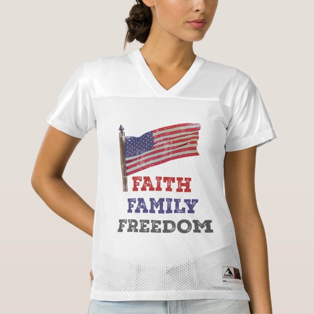 Customizable Faith Family Freedom Football Jersey (Front)