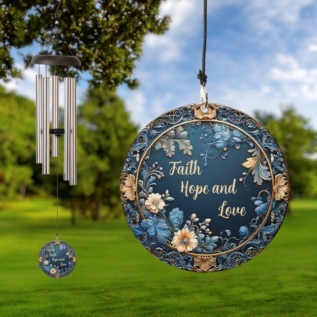 Customizable Faith, Hope, and Love Wind Chime (Outdoor)