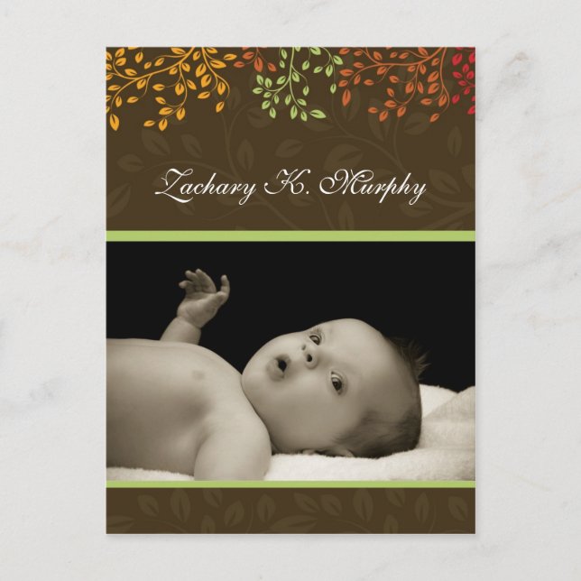 Customizable Fall  Birth Announcement Template (Front)