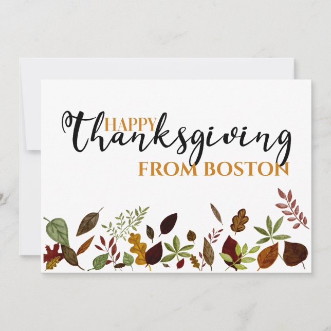 Customizable Fall Foliage Thanksgiving Card (Front)