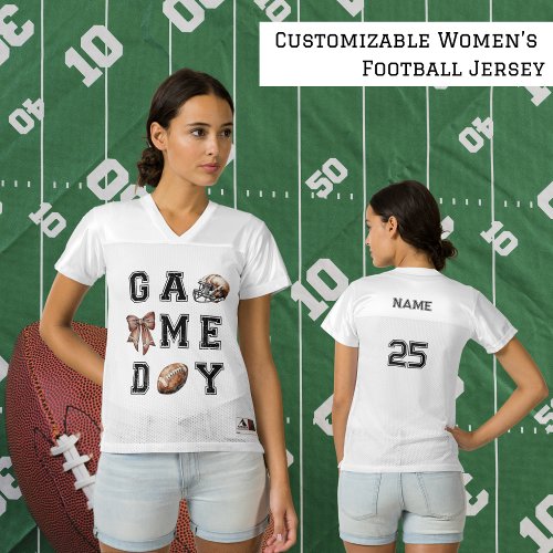 Customizable Fall Game Day  Womens Football Jersey