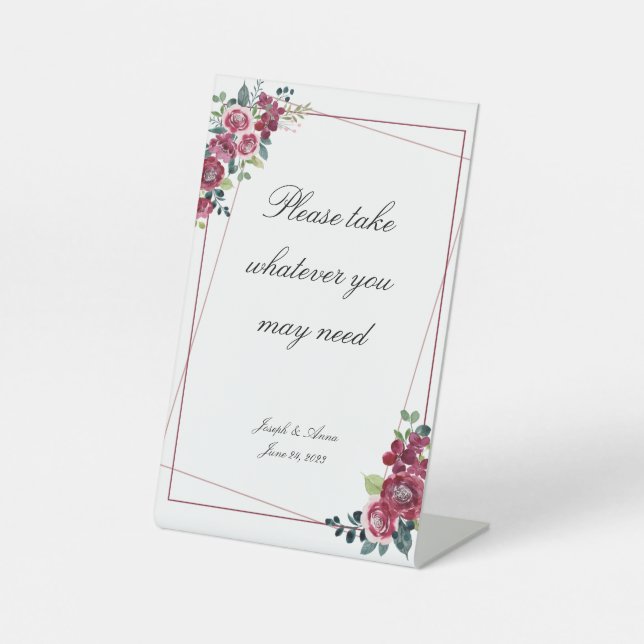 Customizable Fall Rose Bathroom Sign (Front)