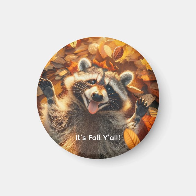 Customizable Fall Silly Raccoon  Magnet (Front)