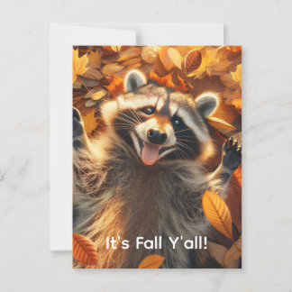 Customizable Fall Silly Raccoon Postcard