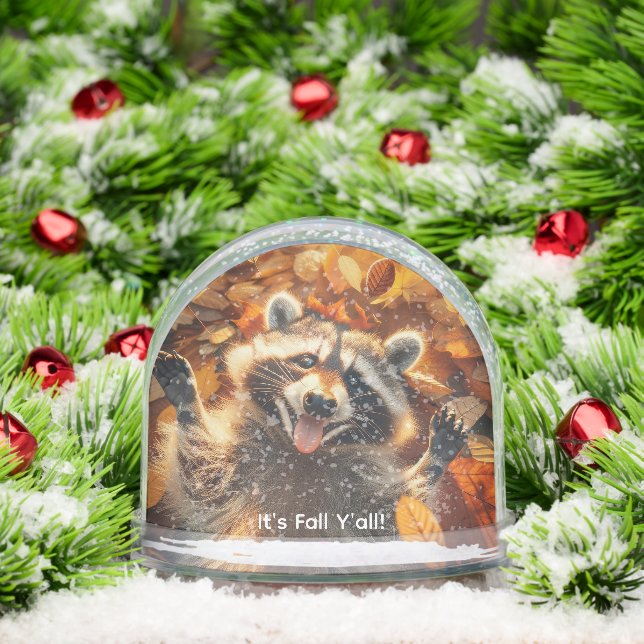 Customizable Fall Silly Raccoon  Snow Globe (Christmas)