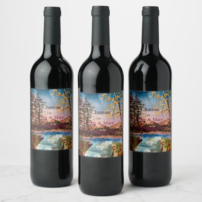Customizable Fall  Wedding Day Wine  Bottle Labels (Bottles)