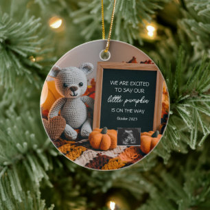 Customizable fallFall Pregnancy Announcement  Ceramic Ornament