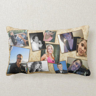 Customizable Fam Photo Pillow in Damask and Browns