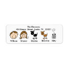 Customizable Family 2 Dogs, 1 Cat Address Labels