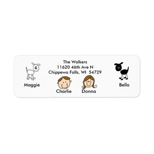 Customizable Family 2 Dogs Address Labels