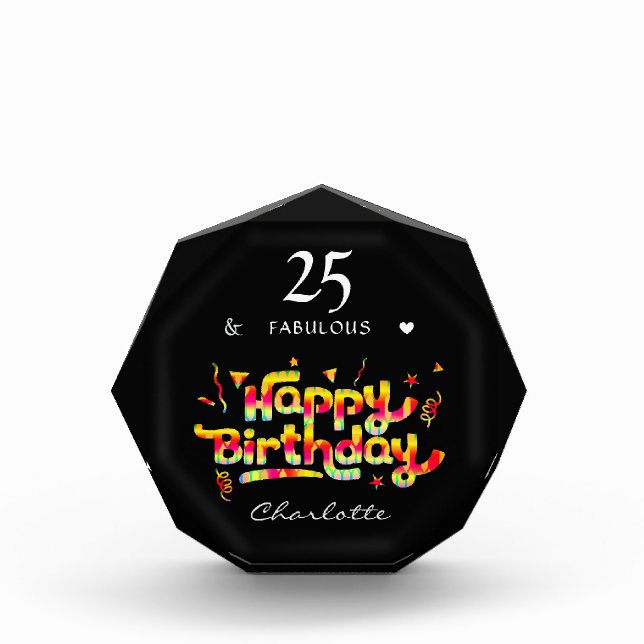 Customizable Family Birthday Trophy Acrylic Award (Front)