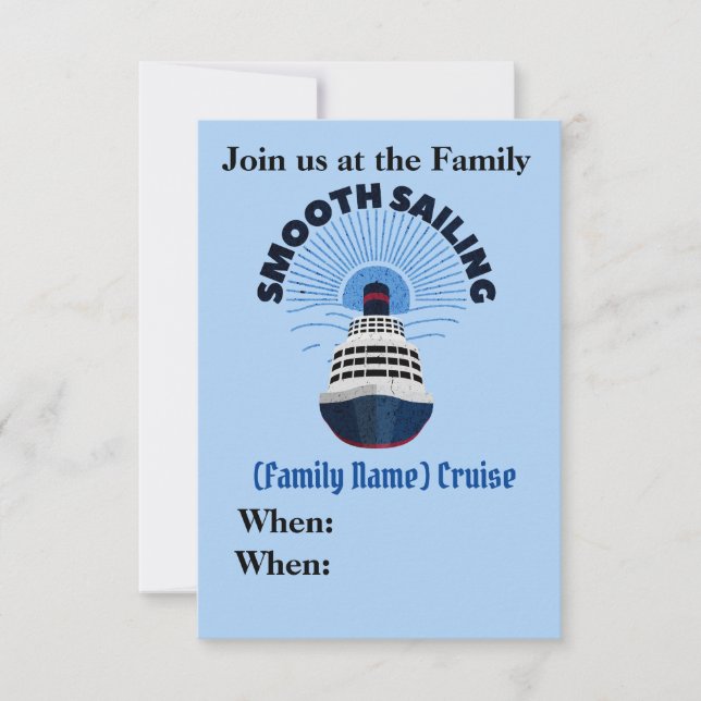 Customizable Family Cruise Vacation Smooth Sailing Save The Date (Front)