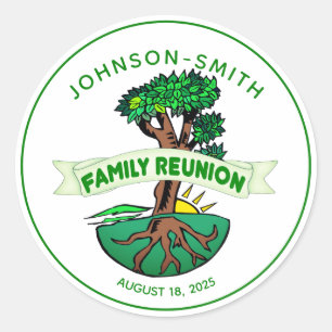 Customizable Family Green Tree Reunion Stickers
