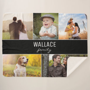 Customizable Family Keepsake Photo Collage Sherpa Blanket