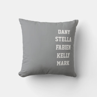 Customizable family names in throw pillow
