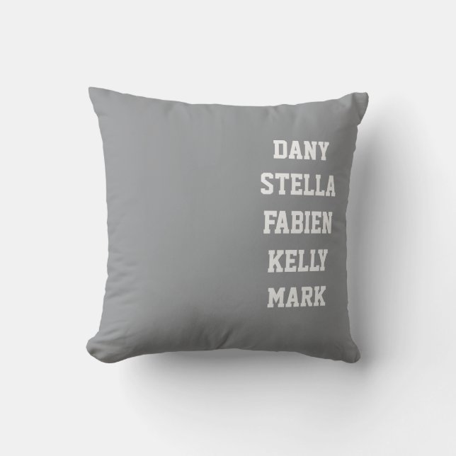 Customizable family names in throw pillow (Front)