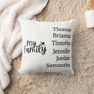 Customizable Family Names Personalized Throw Pillow