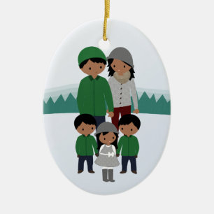 Customizable Family of Five Christmas Ornament