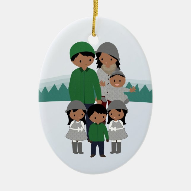 Customizable Family of Six Christmas Ornament (Front)