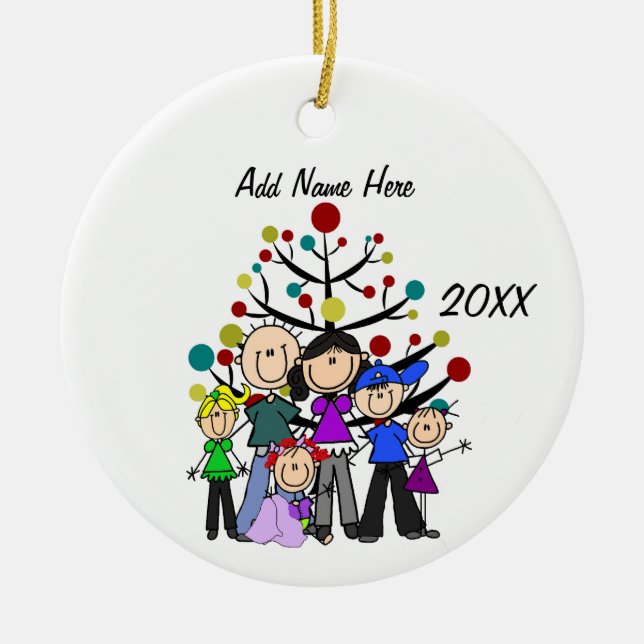 Customizable Family of Six Dated Ornament (Front)