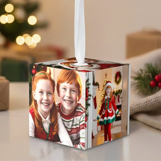 Customizable Family Photo Christmas Ornament Cube (Customizable Family Photo Christmas Ornament Cube)